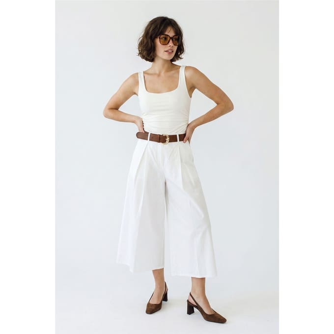 Hoge taille Brede pijpen Geplooide Culottes