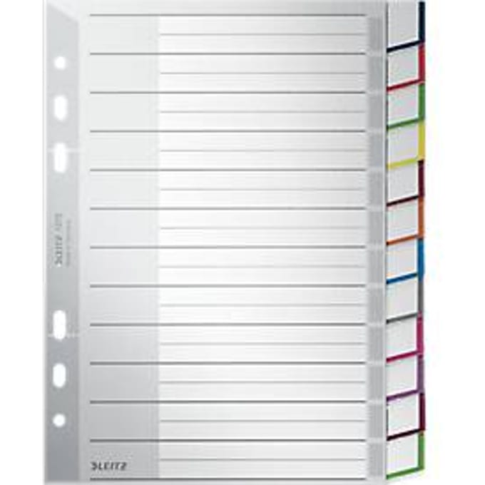 LEITZ kunststof indexbladen met venstertabs, A5, 12 bladen