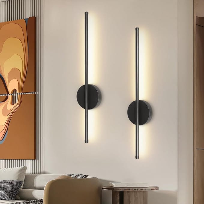 Draadloze Oplaadbare Wandlamp Zwart 60cm Dimbaar met Afstandsbediening