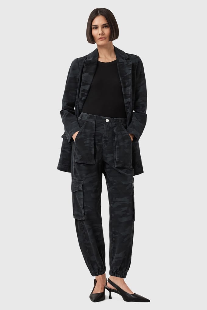 AllSaints Freda Denim Trouser Camo Ink Blue Größe: 10 | Cargohosen Outlet | Damen | Blau