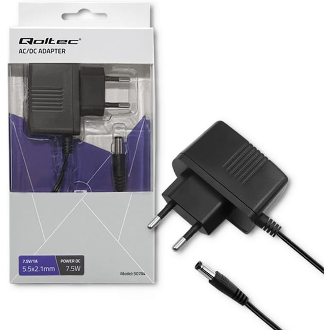 Qoltec 7,5W plug-in voeding |   7,5V |   1A |   5.5*2.1