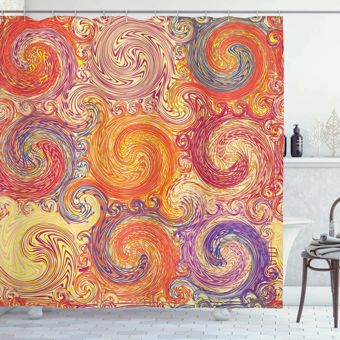 ABAKUHAUS Abstract Douchegordijn – Grunge Zon Boho – 175x220 cm