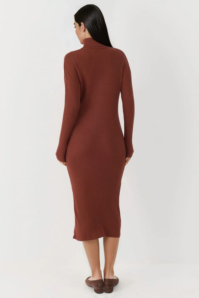 Geribbelde Coltrui Bodycon Brei Jurk