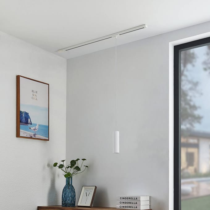 Lindby - 1-fase railverlichting - 1licht - Metaal, textiel - H: 20 cm - GU10 - wit