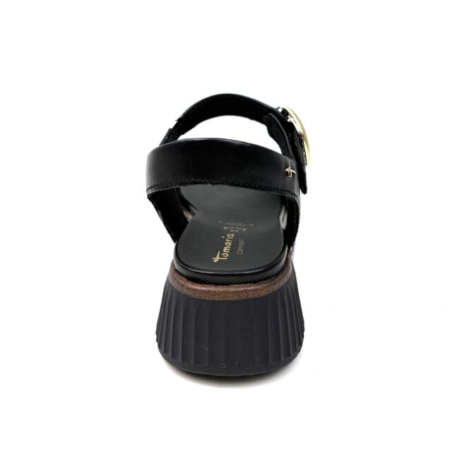 Comfortabele leren sandalen met sleehak