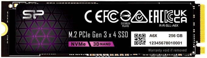 Silicon Power - P34A6X - Interne SSD - PCIe Gen3x4 - NVMe M.2 2280 - 256GB