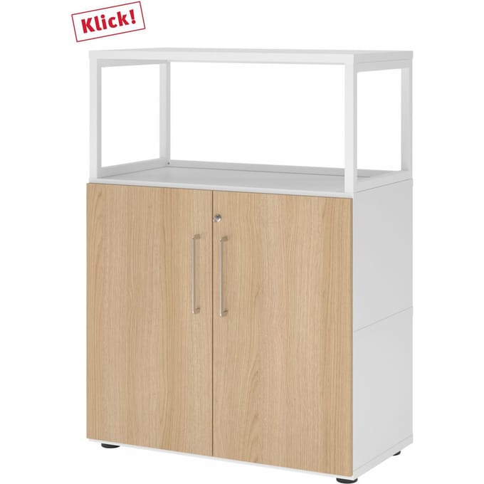 FlexWall | 3 OH | Deuren + frame | met stelvoeten - Wit/Eiken