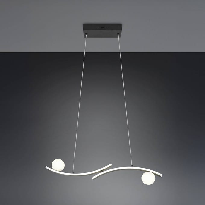 Trio Lighting LED hanglamp Napoli, matzwart, lengte 82 cm, metaal