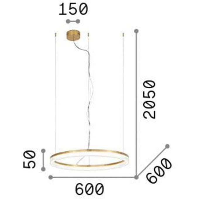 Ideal Lux LED hanglamp Kroon Ø 60 cm, messingkleurig metaal