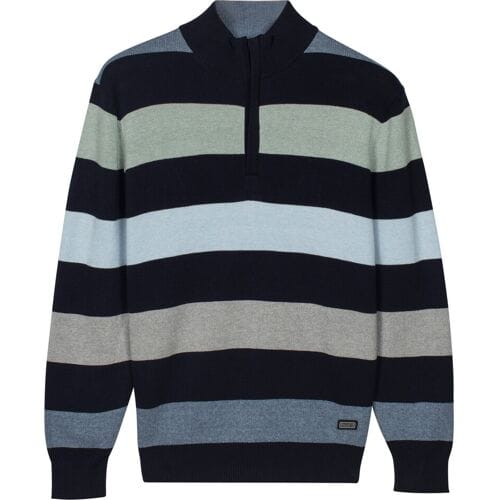 Baileys Trui Half Zip Knit Two-Tone Multi Stripe Misty Green / male
