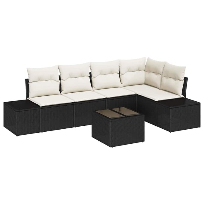 vidaXL Tuin Sofa Set 6 st Zwart poly rattan