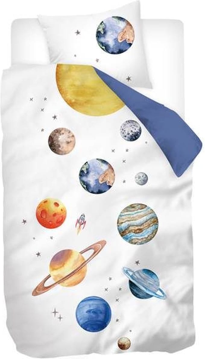 Snoozing Artuno Dekbedovertrek - Eenpersoons - 140x200/220 cm + 1 sloop) - Wit/Blauw