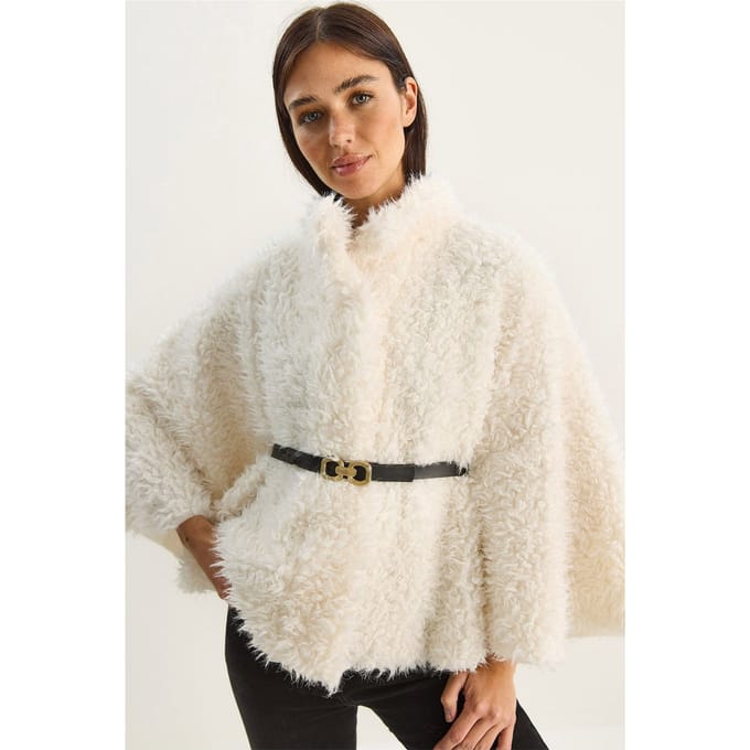 Oversized Pluche Jas met Kraag