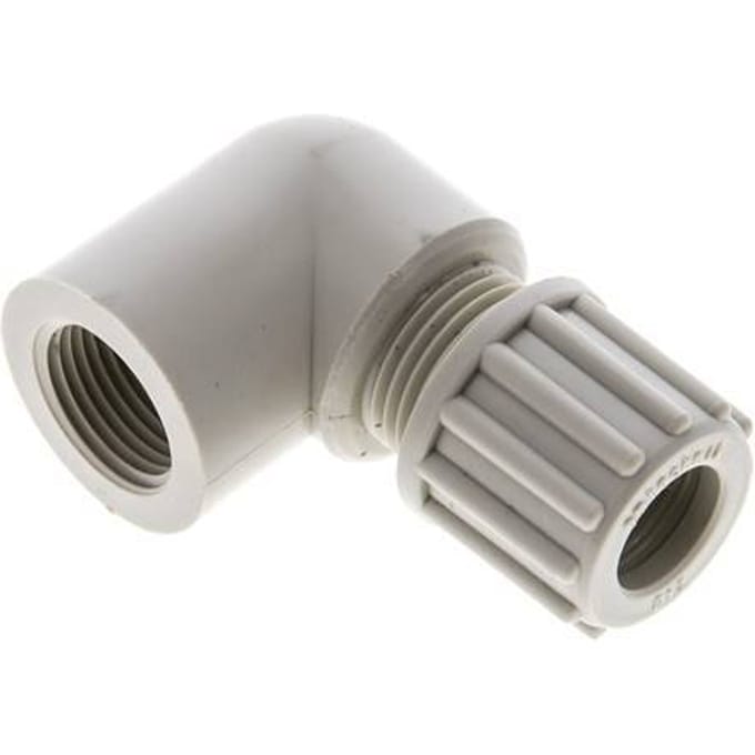12x10mm & G3/8'' PP L-Vorm Knelfitting Binnendraad 10bar
