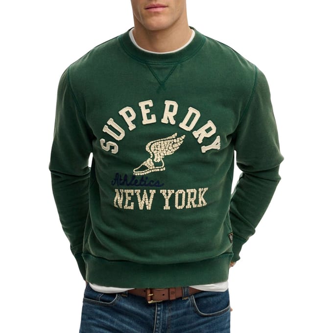 Superdry Vintage Athletic Crew Sweatshirt Green Grootte: L