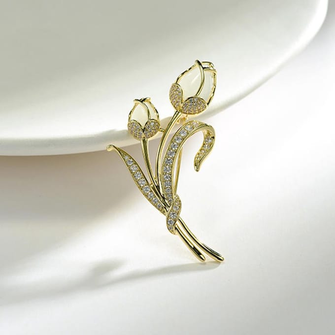 Bloembroche - Elegante Broche met Kristallen | Twinolo