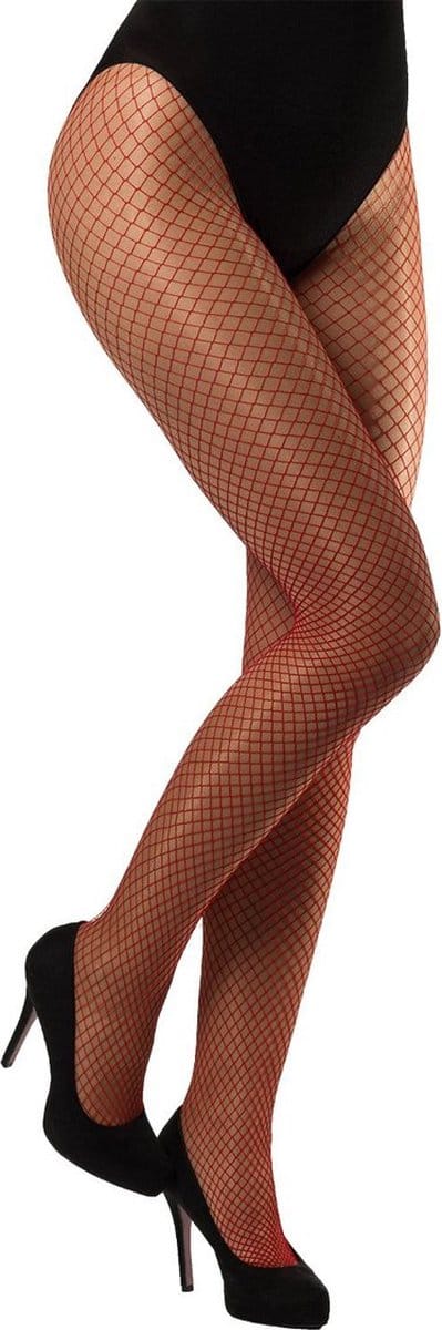 Partychimp Voordeelverpakking 6 pack Netpanty Dames Elastaan Rood One-size – 6 pack