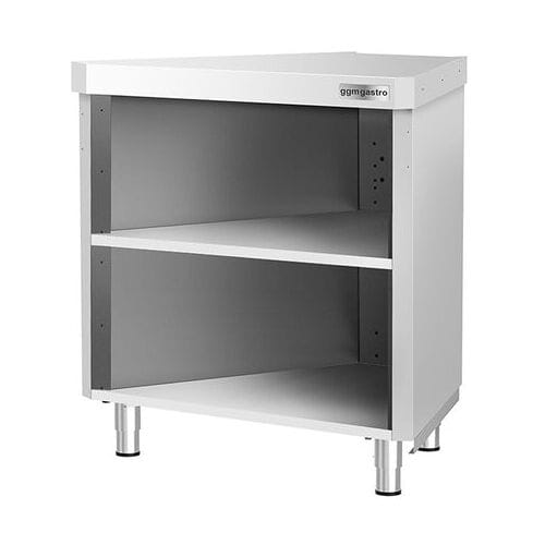GGM Gastro Eckarbeitsschrank KOPENHAGEN - 984mm - 45° Innen - Edelstahl
