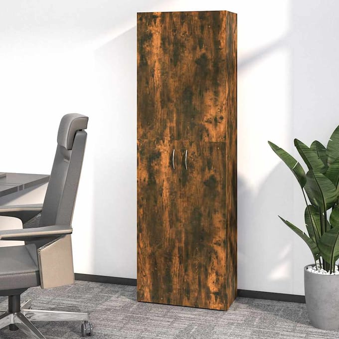 vidaXL - Kantoorkast - 60x32x190 - cm - bewerkt - hout - gerookt - eikenkleurig
