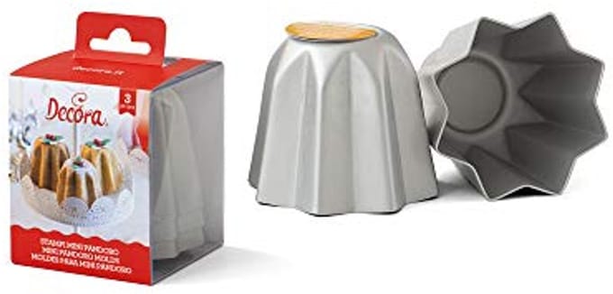 Professionele Pandoro Bakvorm Ø 7,5 x 6 cm - Set van 3 - Geanodiseerd Aluminium