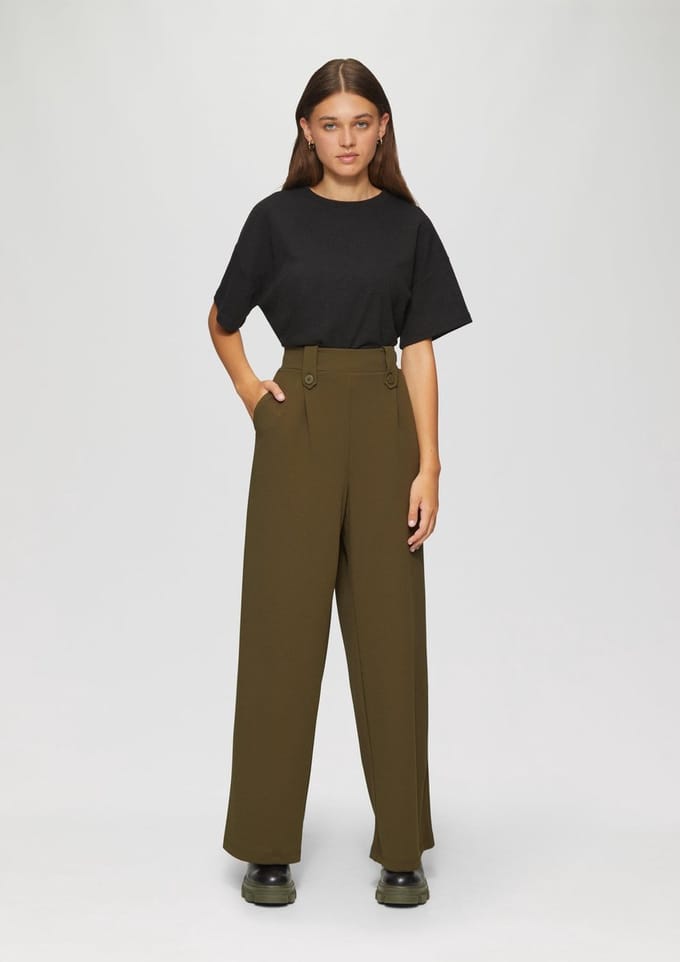 Hoge taille brede broek dames QS