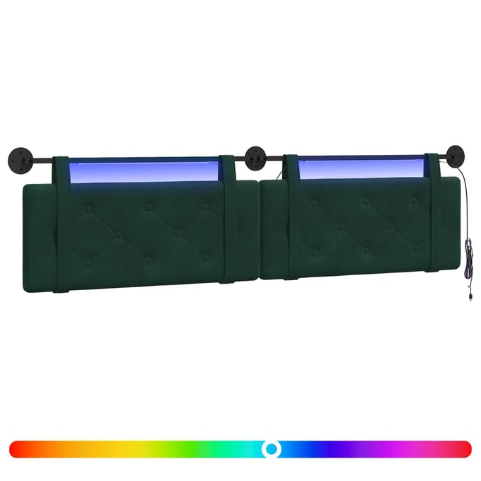 vidaXL - Hangend - hoofdbord - Met - LED-verlichting - Donkergroen - Fluweel