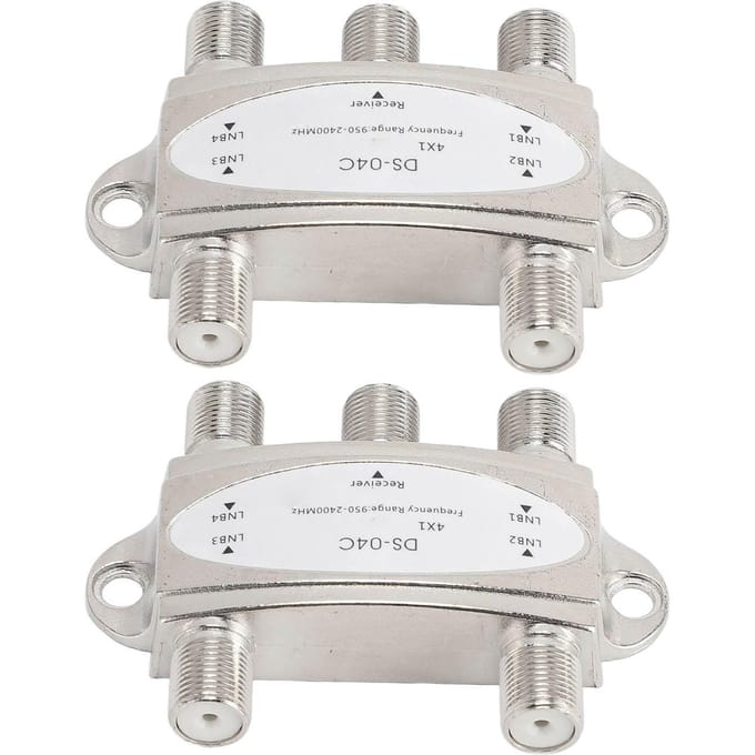2PCS Commutateur DiSEqC 4x1 4 entrées 1 sortie 950 à 2400MHz DiSEqC 1.0 2.0 Répartiteur de signal satellite