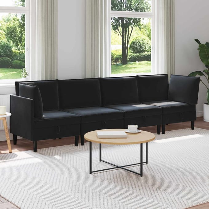 vidaXL - Woonkamer - Meubelset - 4 - st - Zwart - Fluweel