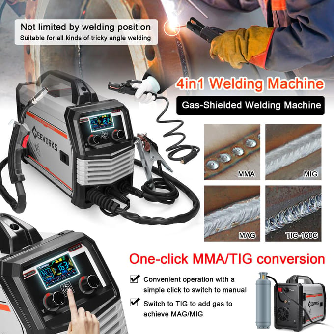Soudeurs multifonctions 4 en 1 MIG MMA MAG TIG160C Machine de soudage électrique portable polyvalente multicolore