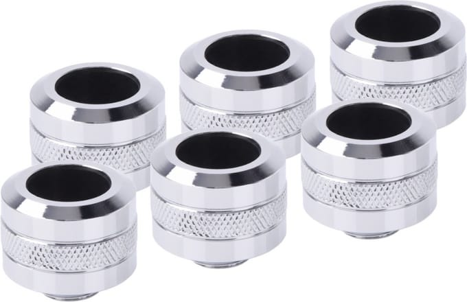 LOT DE 6 RACCORDS À COMPRESSION POUR TUBE Ø16MM ALPHACOOL EISZAPFEN PRO (ARGENT)