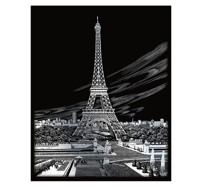 R&L Silver Foil Engraving Art A4 - Eiffel Tower