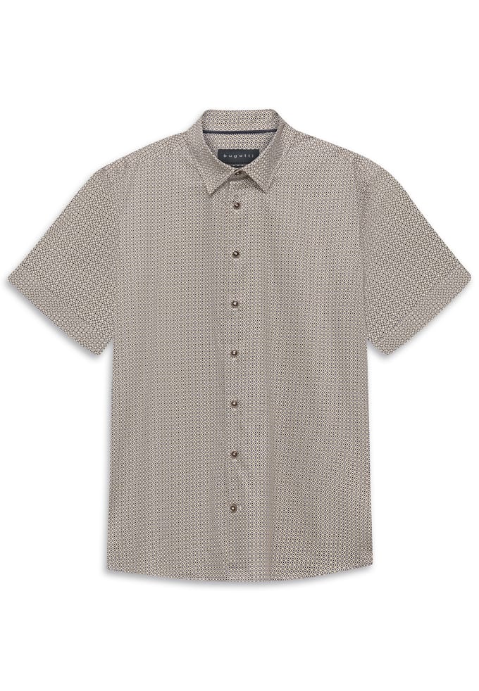 Bugatti Herren Korte mouwen shirt Modern Fit gestreept van katoen