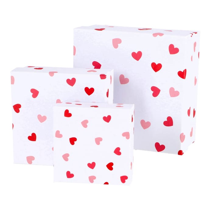 Giftbox papier set cadeaudozen hartjes wit rood decoratie karton.