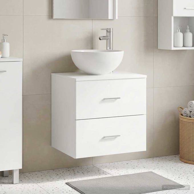 vidaXL - Wandgemonteerd - badkamerwastafelmeubel - Wit - 49,5 - x - 41 - x - 80 - cm