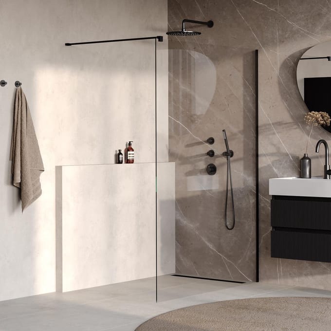 Brauer Oblivion - Inloopdouche - Helder Glas - 140 x 200 cm - incl. Glascoating - Mat Zwart