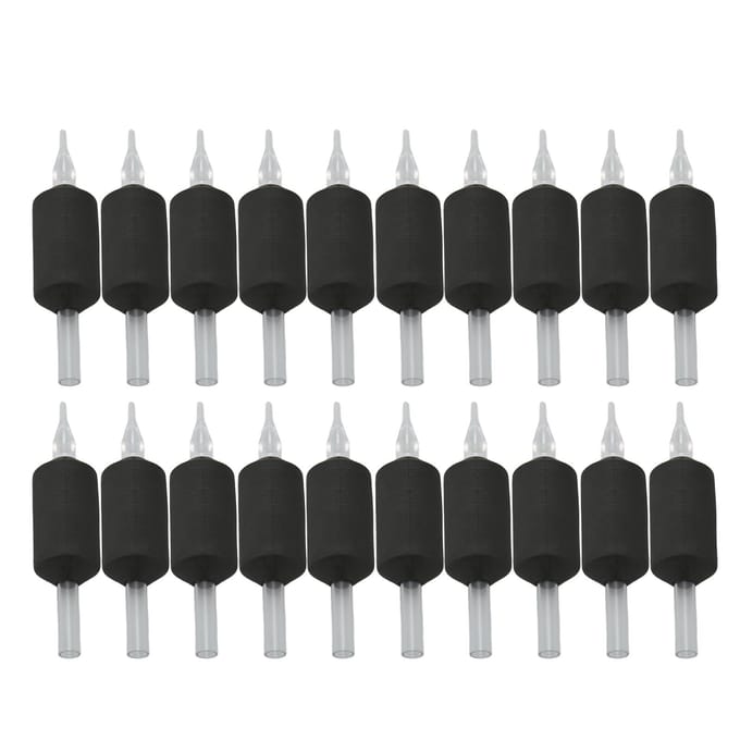 20 stuks Tattoo Handbuis 25mm 5RT Wegwerp Lichtgewicht Silicone Tattoo Machine Handvat Zwart white