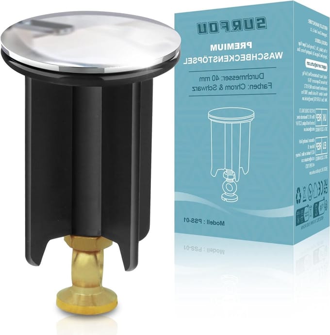 In hoogte verstelbare wastafelstop 40 mm chroom afvoerstop met overloop en pop-up afvoerventiel