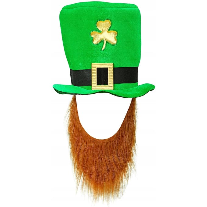 Chapeau Casquette avec Barbe Leprechaun Lutin Irlandais Saint-Patrick