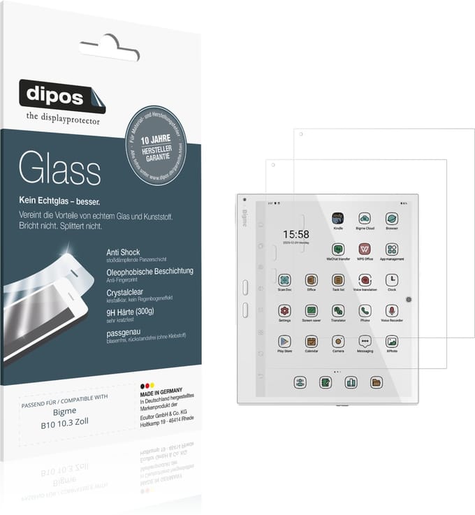 dipos – 2x Pantserfolie geschikt voor Bigme B10 10.3 Zoll | 9H Screenprotector