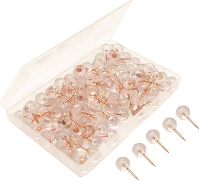 Kurk24 - Pushpins - Transparant Rose Gold - 100 stuks