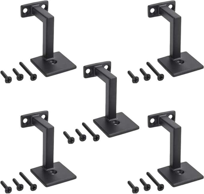 Leuninghouders - Leuningdragers - Trappen Beveiligen - Duurzaam Zinklegering - 5 Stuks - Zwart