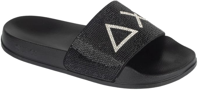 SUN68 Slippers Strass Logo, Vrouwen, Zwart, Slippers, maat: 39