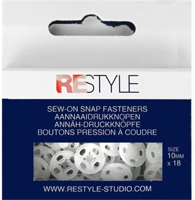Aannaaidrukknopen 10 mm plastic, 18 stuks