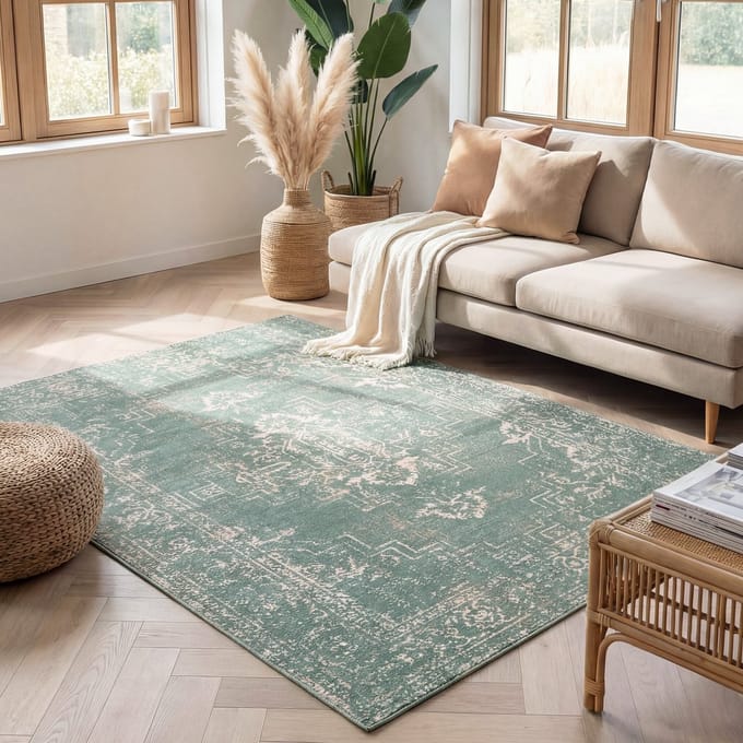 Fraai Vintage vloerkleed - Spring Ethnic Groen/Creme - 140x200cm