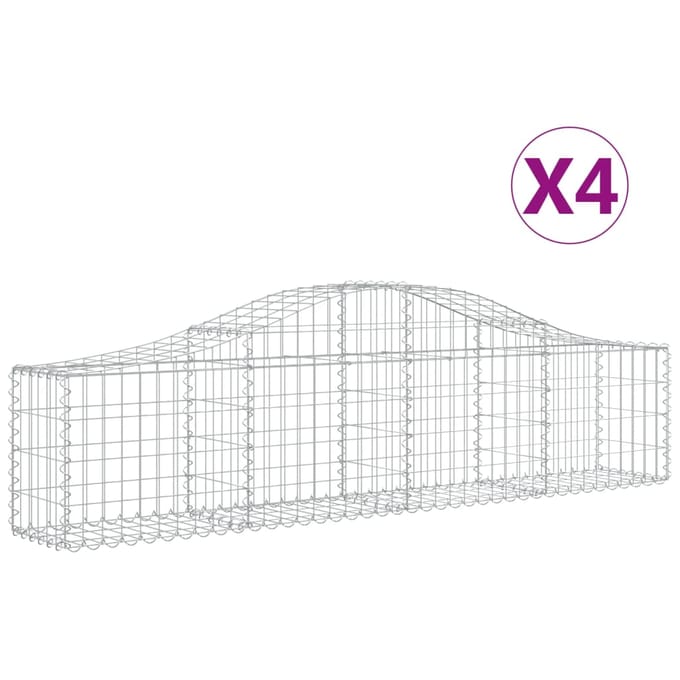 vidaXL - Schanskorven - 4 - st - gewelfd - 200x30x40/60 - cm - ijzer