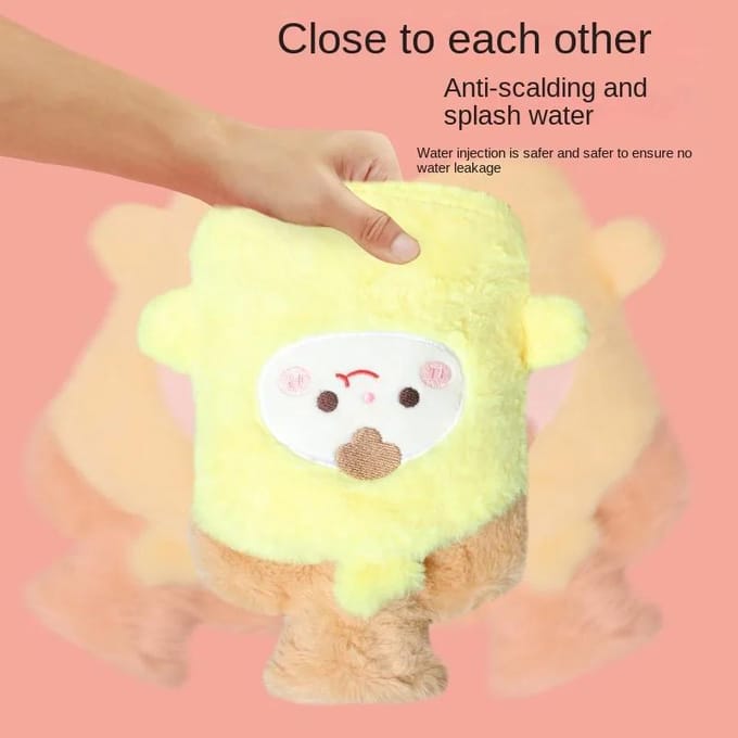 Sacs à eau épaissis Mignon Explosion-Proof Peluche Sac Bouillotte à Eau Chaude pour Filles Pack Chauffant Ventre Hiver Coussin Chauffant à Eau gray