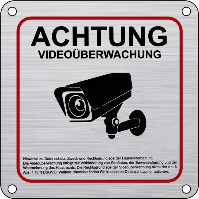 Videobewaking Bord 15x15 cm - Camerabewaking Privé Domein Zelfklevend
