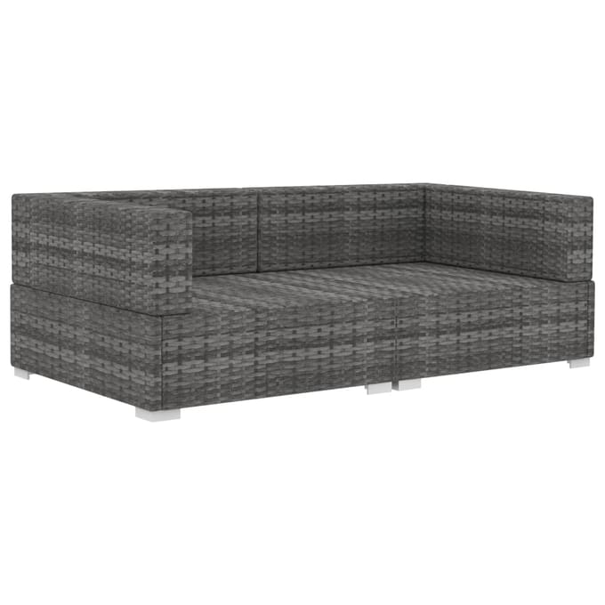 vidaXL - Hoekbanken - 2 - st - met - kussens - poly - rattan - grijs