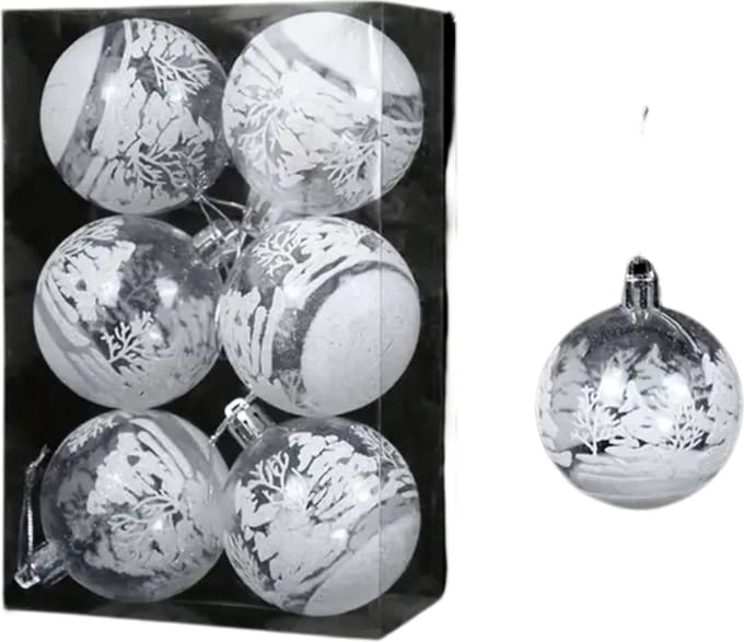 Livano Kerstballen - Kerstversiering - Plastic - Transparant - 6 cm - 6 stuks