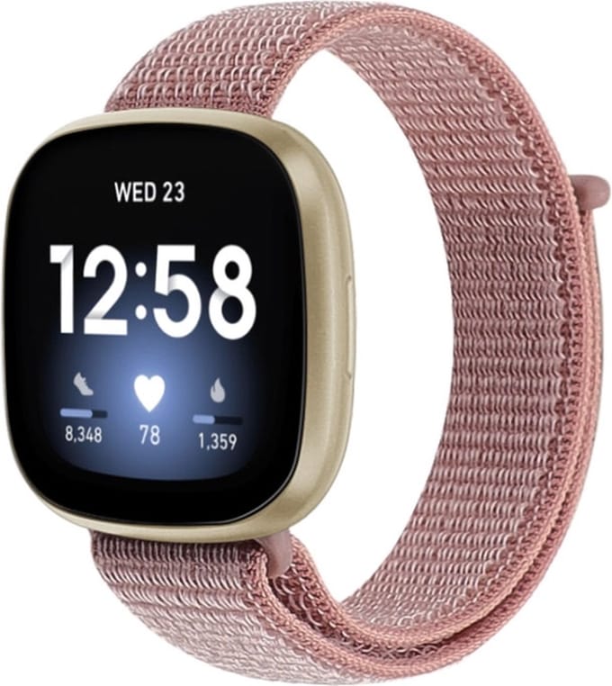 Nylon bandje - geschikt voor Fitbit Versa 3 / Sense - rosekleurig
